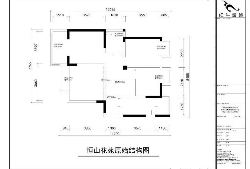 南京（jīng）恒山花苑106㎡簡歐（ōu）風格--靜享優雅生活（huó）03恒山花苑原始（shǐ）結構圖（tú）