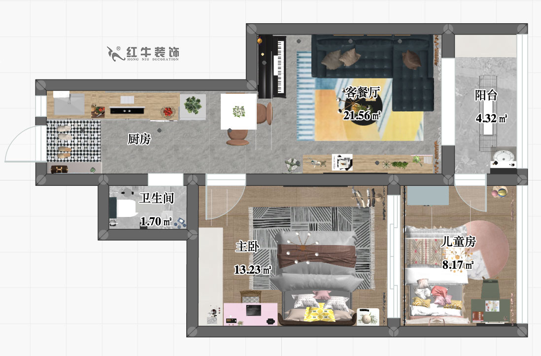 張桐瑋（wěi）_瑞金新村7-502-65㎡-北歐風格_彩平圖