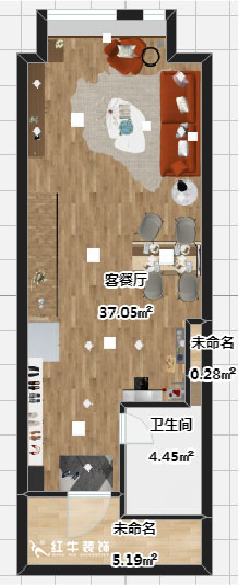 吳波_明發銀河城1-407-40㎡挑高-現代（dài）風格（gé）00彩平圖