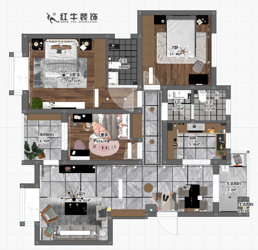 吳（wú）波_山（shān）水方舟21-404-124㎡-現代風格00彩平圖