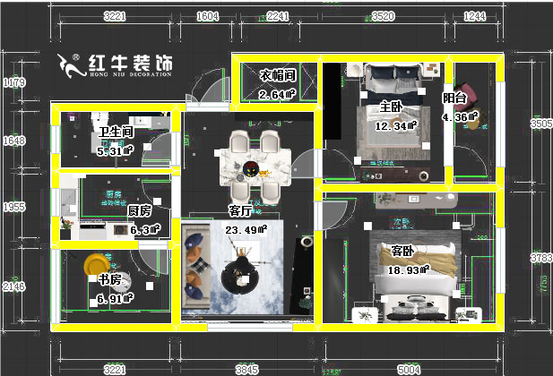 顧娟_苜蓿園大街238號3-4-508-90㎡-簡約風（fēng）格00平麵彩圖