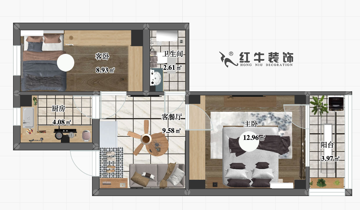 張桐瑋_泰倉巷8號203室-47㎡-北歐風格00彩平圖