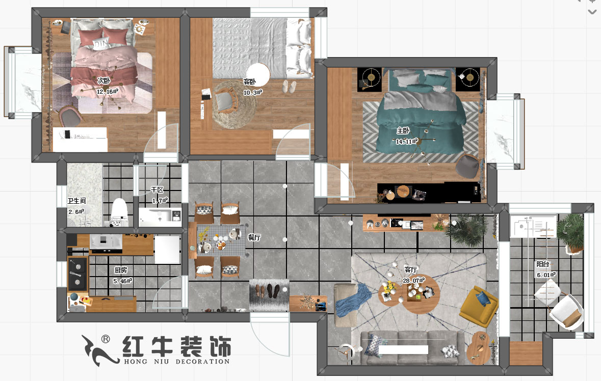 劉小勇_誠品城65-103-100㎡-現代簡約風格00彩平圖