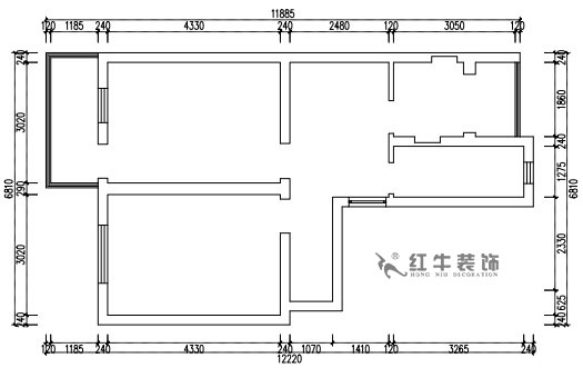 張桐瑋_武定新村41-402-60㎡-簡歐風格_2室1廳1衛（老房裝（zhuāng）修（xiū））_定製家￥83500_全包10萬00_01原（yuán）始結構圖