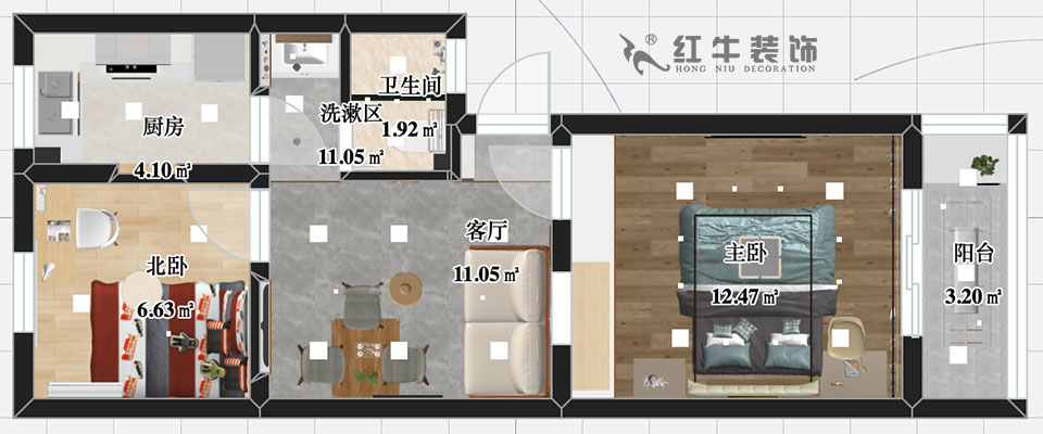 張智猿_濱江（jiāng）花園西園25-2-602-52㎡-現代簡約風格_2室1廳1衛（老房裝修）_定製家￥80749_全包8