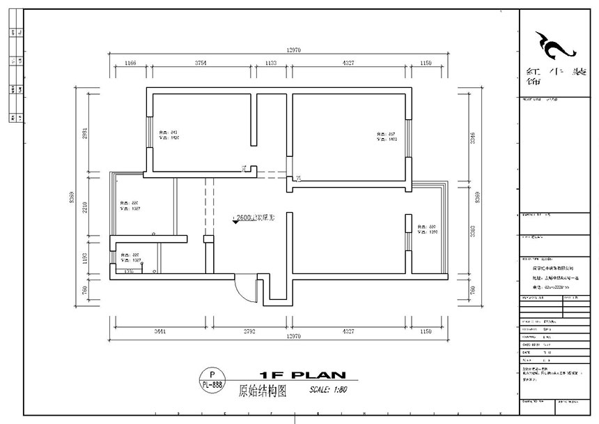 顧娟_全福小（xiǎo）區10-201-90㎡-現代風格（gé）_2室2廳1衛（舊房裝修）_半包￥66800_全包13萬（wàn）00_01原（yuán）始結構（gòu）圖