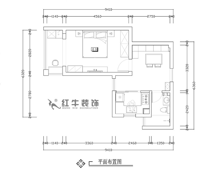 張智猿_銀龍四期11棟2-706-42㎡-現代簡約（yuē）風格_1室1廳1衛（老房裝修）_定製家￥79453_全包8萬00_02平（píng）麵布置圖