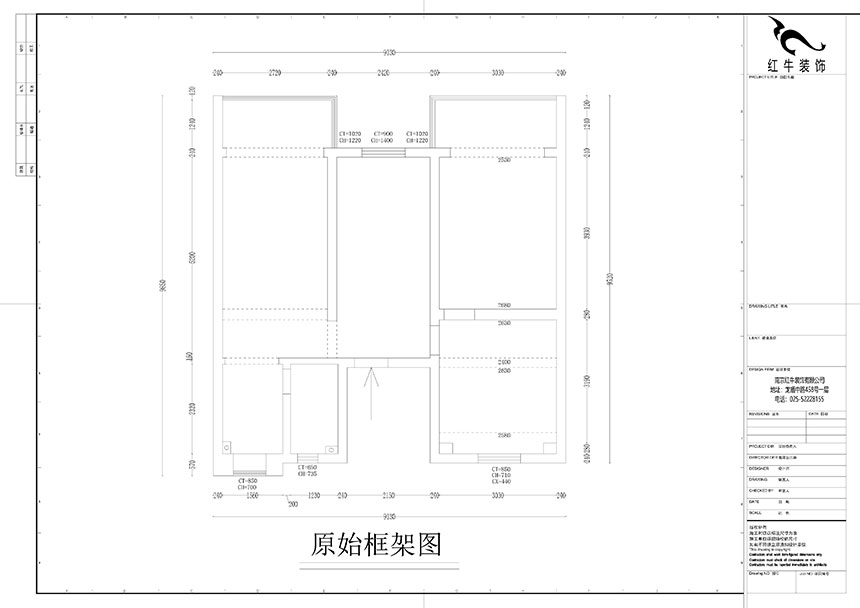 孟憲濤（tāo）_良友裏4-2-603-85㎡-現代風格_3室1廳1衛（二手房裝修（xiū））_定製家￥89000_全包9萬00_01良友裏4-603原始框架圖