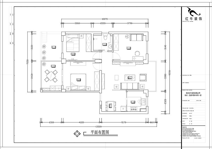 張智猿｜紅山山莊8-204-100㎡-簡中風格｜3室1廳1衛｜老（lǎo）房裝修｜定製（zhì）家￥153700｜全（quán）包15萬｜00_02平麵布置圖