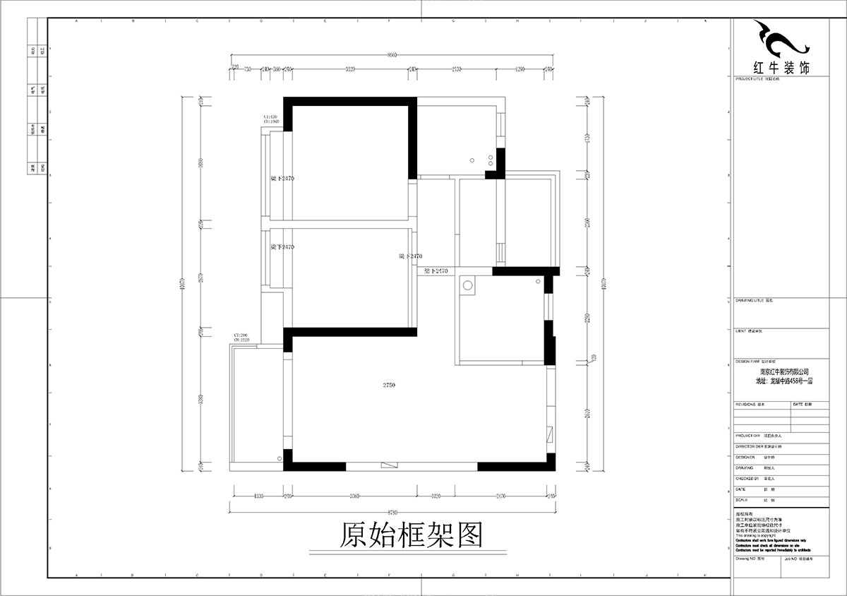 孟憲濤｜華潤幸福裏10-2203-88㎡-簡約風格｜3室（shì）1廳1衛｜新房裝修｜定製家￥118229｜全包12萬（wàn）｜00_01原始框架圖（tú）