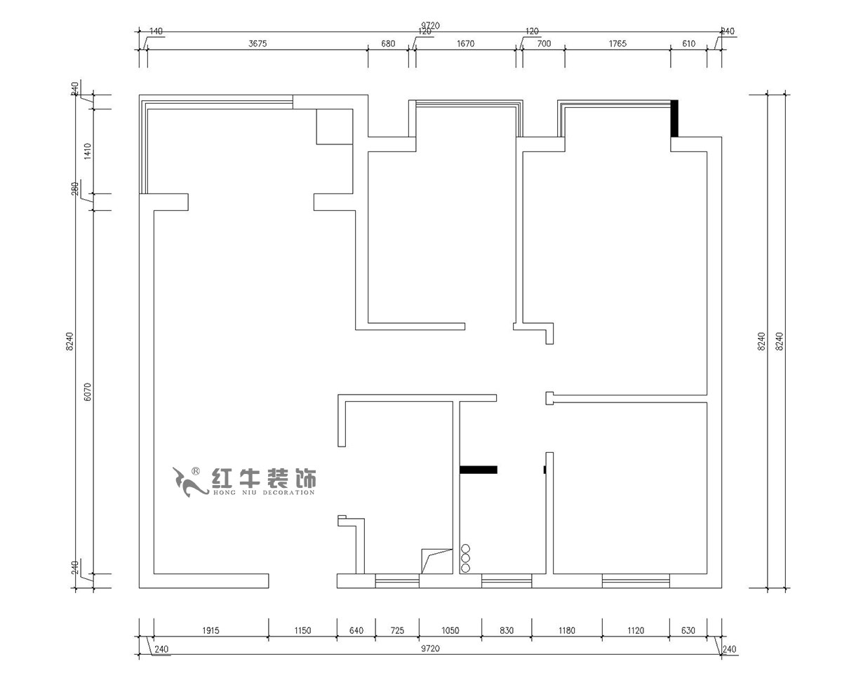 朱明琪｜仙林國際J-1802-95㎡-現代簡約風格｜3室（shì）2廳1衛｜新房裝修｜成品家￥131929｜全包13萬｜00_01原始結構圖