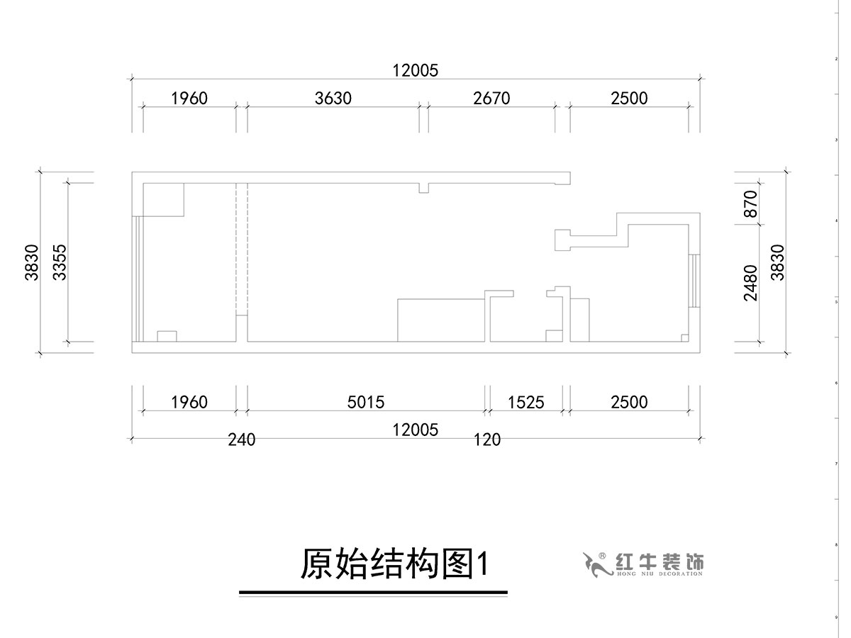 朱彥｜萬科金色（sè）裏程8-706-70㎡-簡歐風格｜複式35+35㎡｜2室2廳1衛｜定製家￥120000｜全包12萬｜00_01原（yuán）始結（jié）構圖1