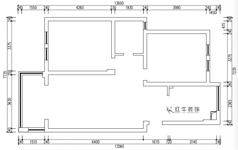 張（zhāng）桐瑋｜仙龍（lóng）灣山莊22-404-89㎡-日式原（yuán）木（mù）簡約風格｜2室1廳1衛｜舊房改造｜半包￥67100｜半包7萬｜00_01原始結構圖