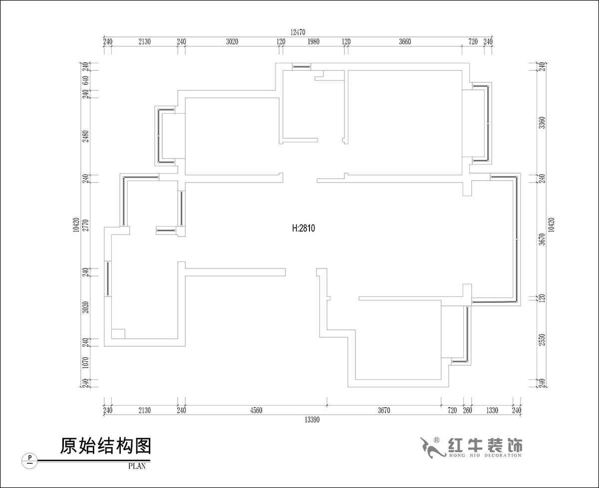 張桐（tóng）瑋｜恒（héng）大林溪郡13-1001-99㎡-簡歐風格｜3室1廳1衛｜新房（fáng）裝（zhuāng）修｜定製家￥122000｜全包13萬｜00_01原（yuán）始結構圖