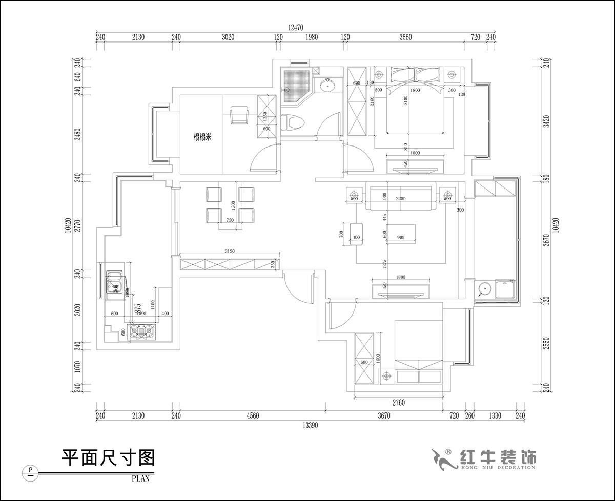 張桐瑋｜恒大林溪郡13-1001-99㎡-簡歐（ōu）風格｜3室1廳1衛｜新房裝修｜定製家￥122000｜全包13萬｜00_03家具尺寸（cùn）圖