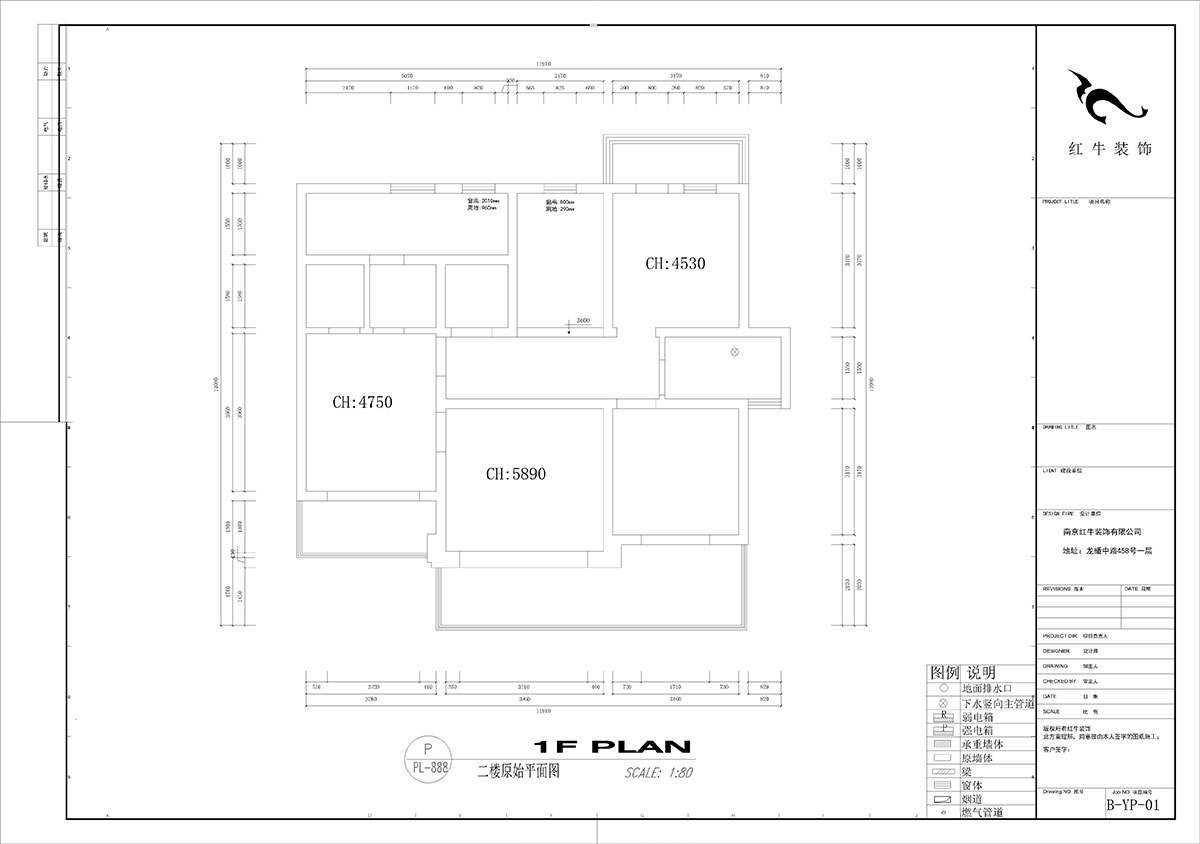 劉小勇｜酈湖美墅90-102-190㎡-現代風格｜4室2廳（tīng）3衛｜新房裝修｜定製家￥288000｜全包33萬｜00_02二樓原始結構（gòu）圖