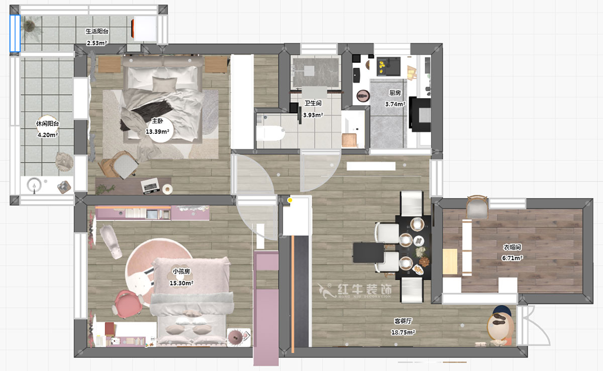 賈庭｜蘭園19-504-85㎡-現代風格（gé）｜3室1廳1廚1衛｜老房裝修｜定製家￥88000｜全包11