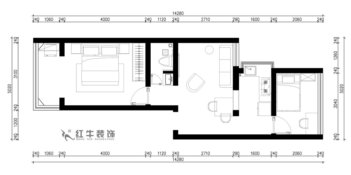 朱明琪｜富貴裏（lǐ）3-乙（yǐ）單元-601-55㎡-現代簡（jiǎn）約風格｜2室2廳1衛｜老房裝修｜定製家｜全包14