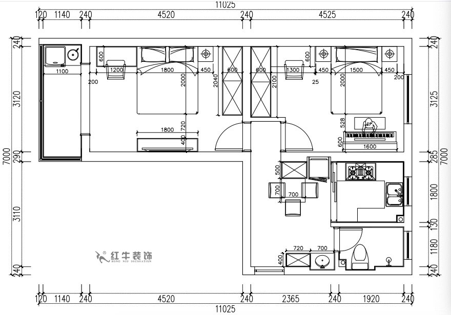 張（zhāng）桐（tóng）瑋｜老虎頭3-1-403-59㎡-現代簡約風格｜2室1廳1衛｜老房裝修｜定製家￥68410｜全包10萬｜00_03平麵尺寸圖