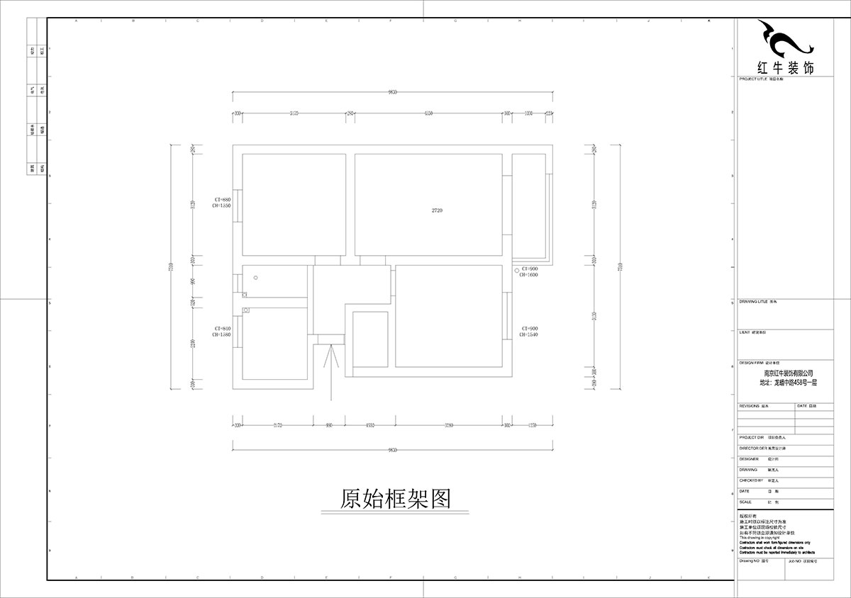 孟憲濤｜峨嵋嶺12號5-403-64㎡-現代（dài）簡約風格｜3室1廳1衛｜新房裝修｜定製家￥88600｜全包10萬｜00_01原始框架圖