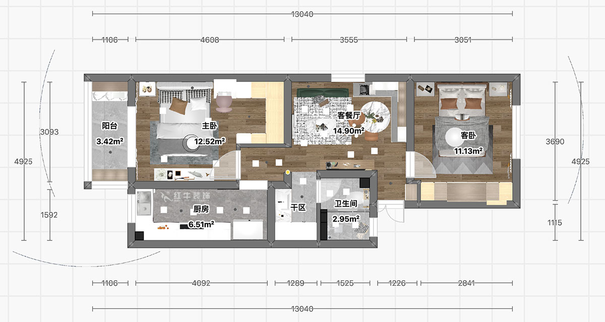 顧娟（juān）｜大光路36號3-301-60㎡-現代風格｜2室2廳1衛｜舊房裝修｜定製家｜全包11