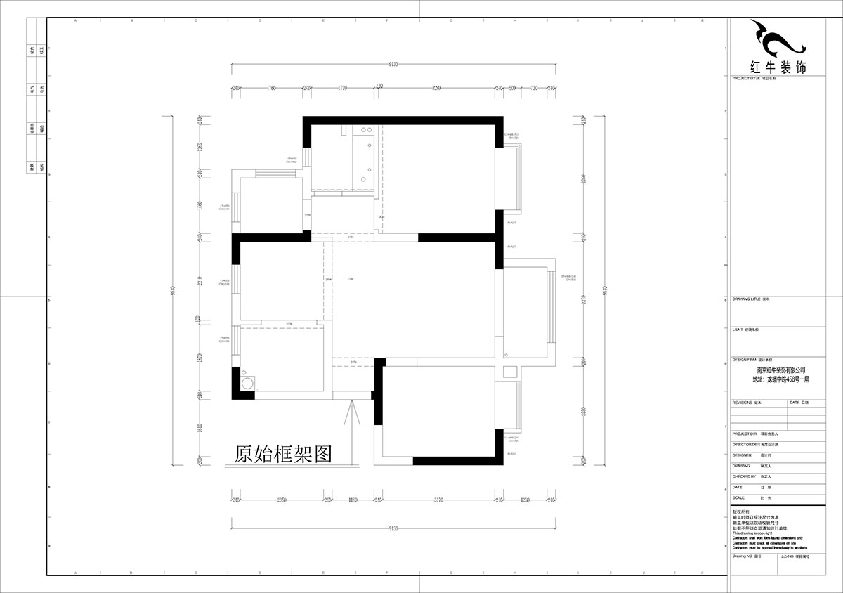 孟憲濤｜雲祿花園12-801-80㎡-現代簡約風格（gé）｜3室1廳1衛｜新房裝修｜定製家（jiā）｜全包12萬｜00_01原始框架圖