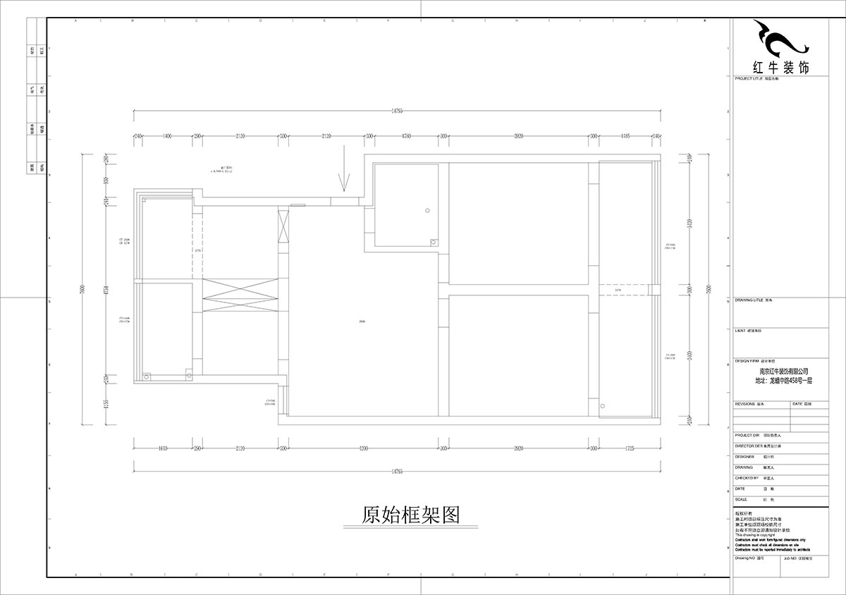 孟憲（xiàn）濤｜估衣廊18-3-305-100㎡-簡約風格｜3室2廳1衛｜老房裝修｜定製家｜全包14萬｜00_01原始框架圖