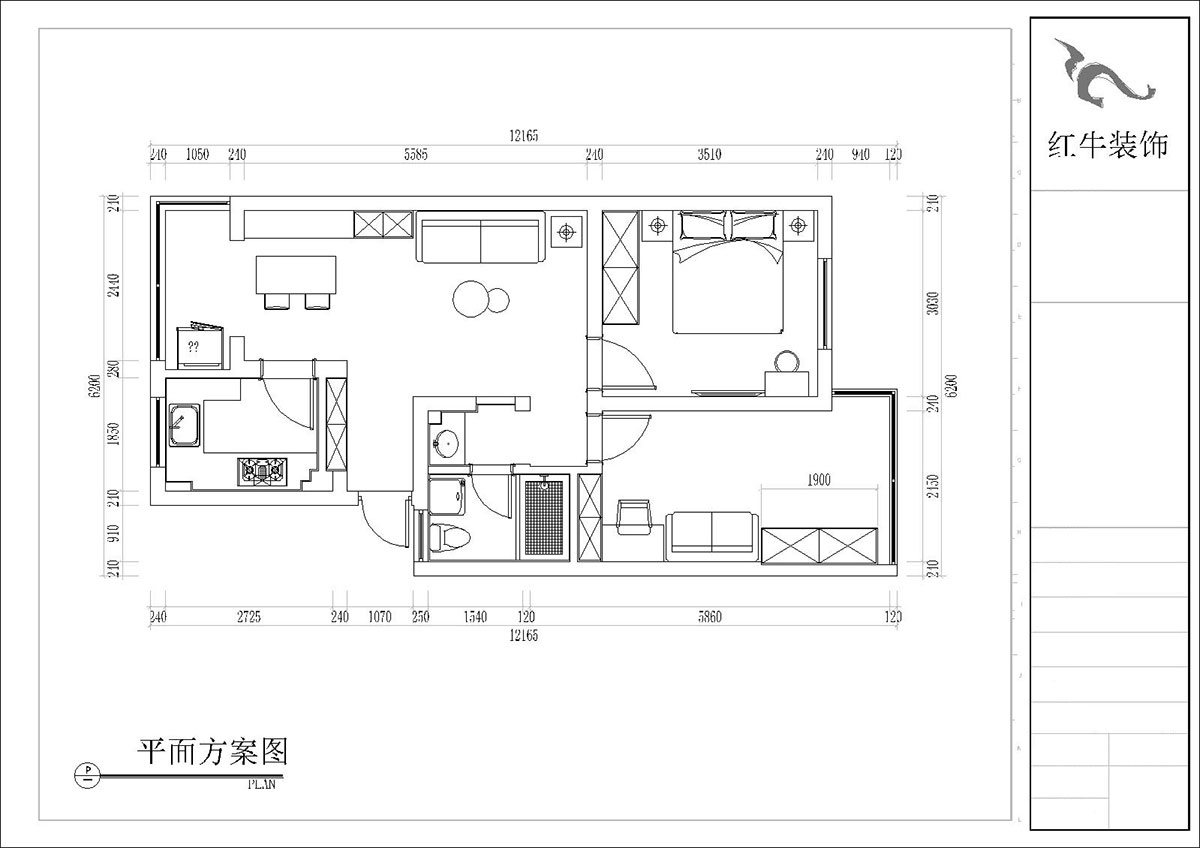 張桐瑋｜四（sì）方新村七村（cūn）2-405-85㎡-現代簡約風格｜3室1廳1衛｜毛坯裝修｜定製家｜全包10萬｜00_02平麵方案圖