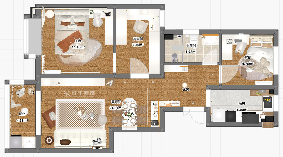 賈庭｜紫金觀邸4-1306-88㎡-北歐（ōu）風格｜3室3廳1廚（chú）1衛｜新房裝（zhuāng）修｜定製家｜全包10