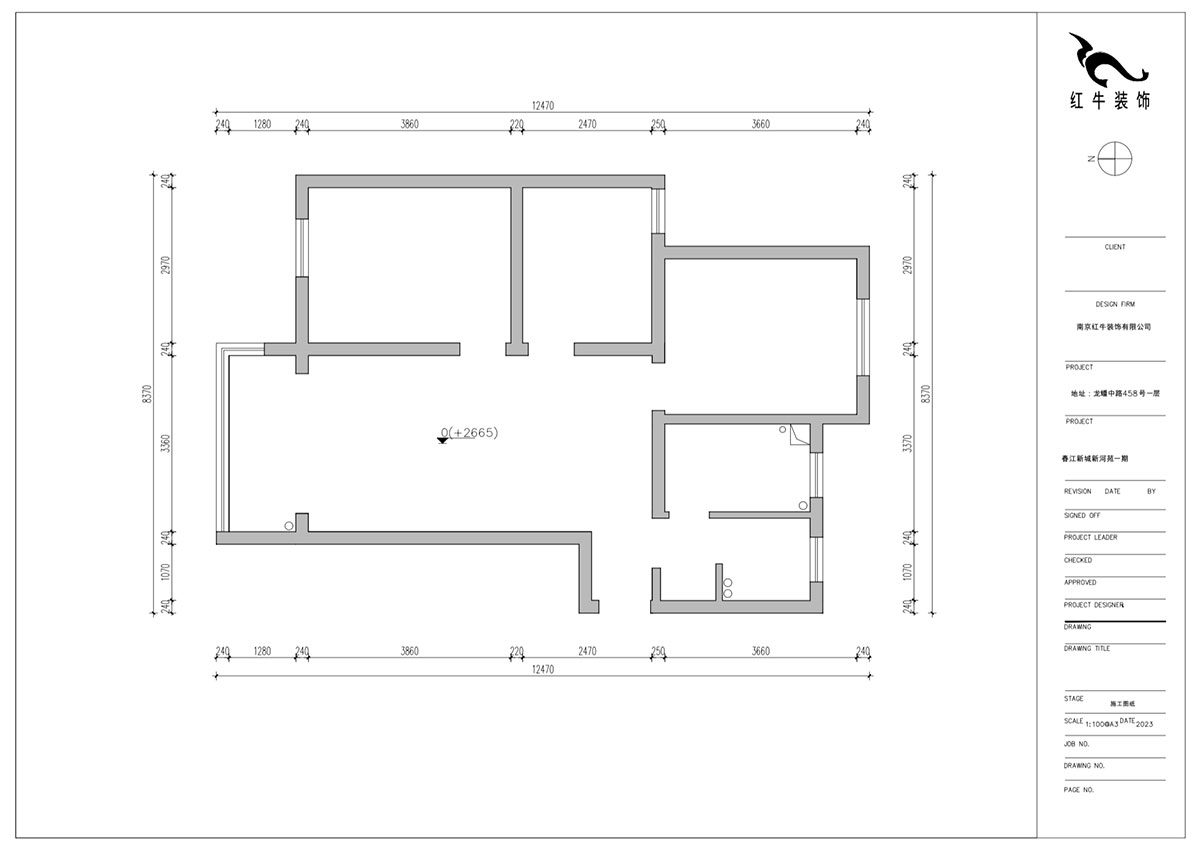 朱明琪｜春江新城新河苑一期8-3-510-94㎡-現（xiàn）代風格｜3室2廳1衛｜老房改造｜定製家｜全包12萬｜00_01原始結構圖