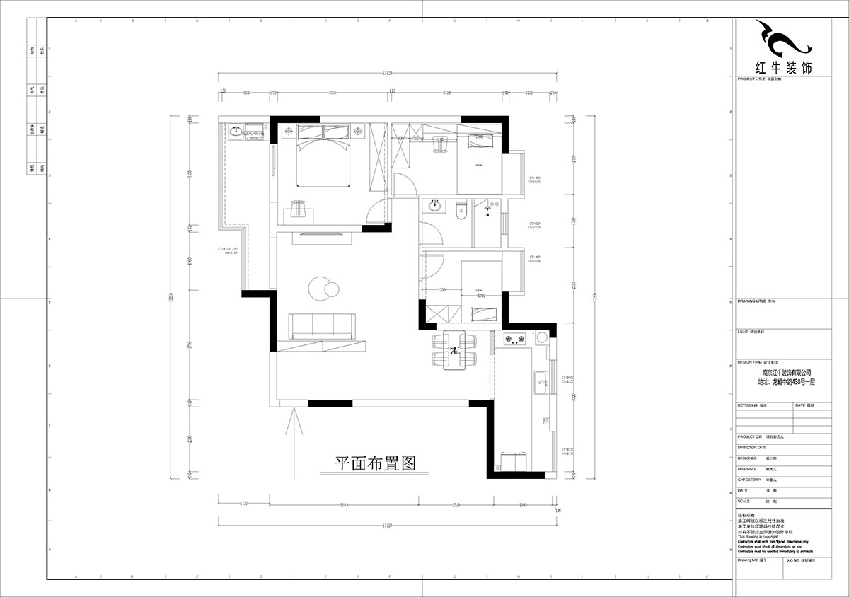 孟憲濤｜橋（qiáo）西苑2-1-1104-108㎡-簡約風格｜3室2廳1衛｜老房裝修｜定製（zhì）家｜全包14萬｜00_02平麵布置圖