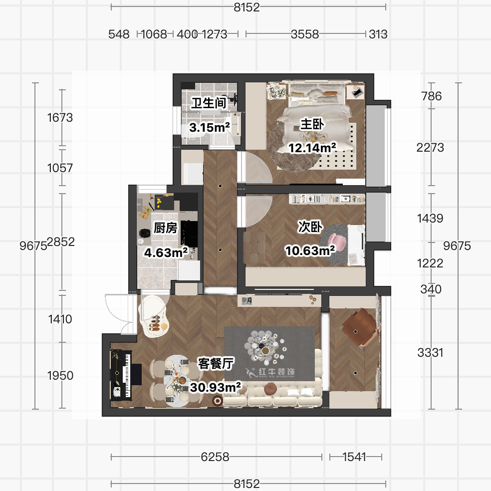 顧娟｜北外灘水城16街區11-903-80㎡-簡歐風格｜2室2廳1衛｜新房裝修｜定製家｜全包12