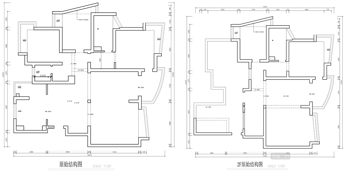 南（nán）京260㎡輕奢（shē）別墅裝（zhuāng）修，夢想與現實的（de）交織，感受法式的浪漫01蔣琛｜城開家（jiā）園6-1101-260㎡-現代法式（shì）輕奢風格（gé）｜5室4廳3衛｜老房裝修｜定製家￥307777｜全包38萬｜00_01原始結構圖